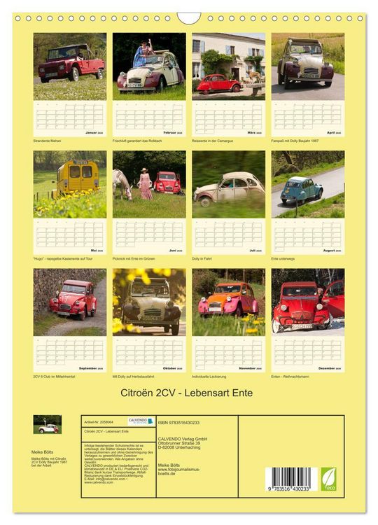 Produktbild: Citro&euml;n 2CV - Lebensart Ente (Wandkalender 2026 DIN A3 hoch), CALVENDO Monatskalender