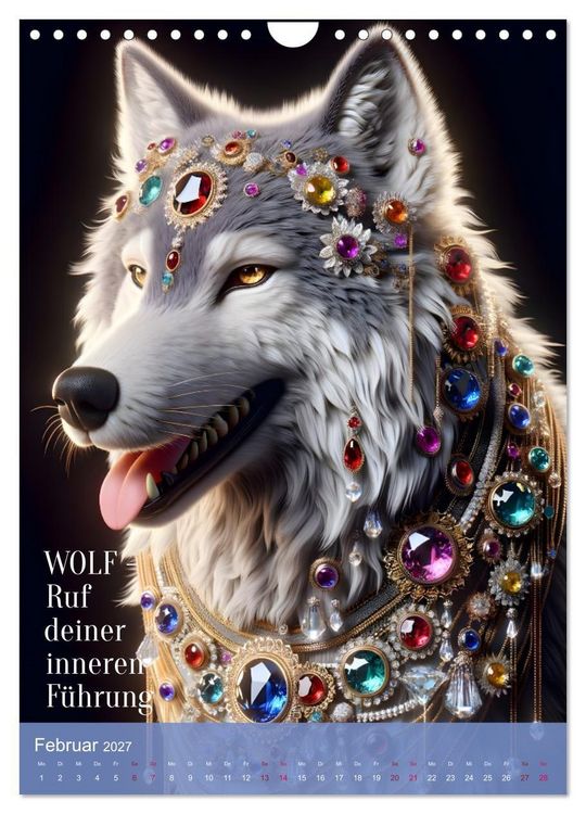 Produktbild: Krafttiere und Kristalle (Wandkalender 2027 DIN A4 hoch), CALVENDO Monatskalender