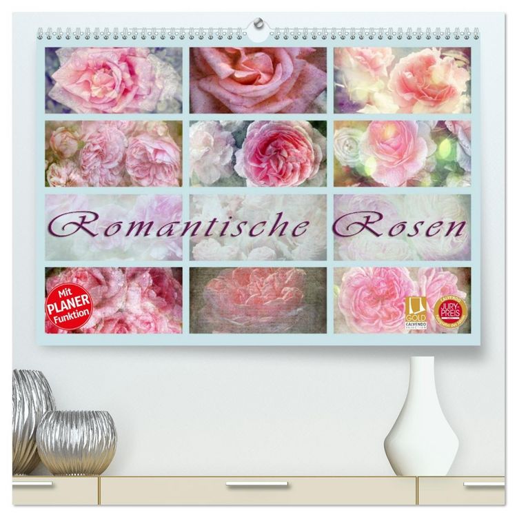 Produktbild: Romantische Rosen (hochwertiger Premium Wandkalender 2026 DIN A2 quer), Kunstdruck in Hochglanz