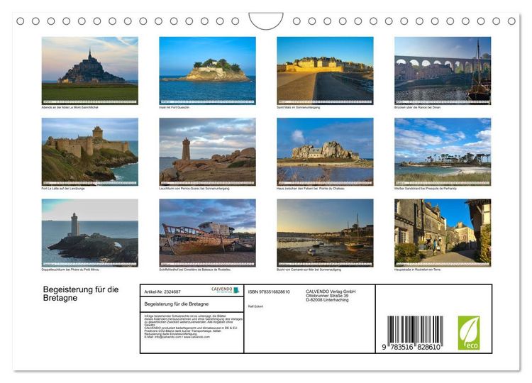 Produktbild: Begeisterung f&uuml;r die Bretagne (Wandkalender 2027 DIN A4 quer), CALVENDO Monatskalender