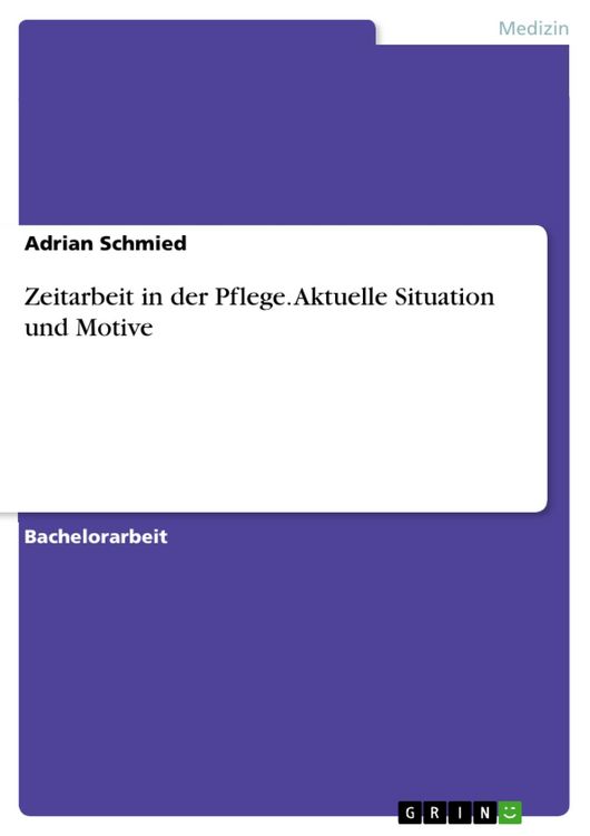 Produktbild: Zeitarbeit in der Pflege. Aktuelle Situation und Motive
