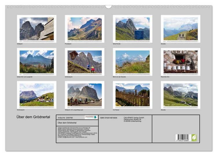 Produktbild: &Uuml;ber dem Gr&ouml;dnertal (Wandkalender 2027 DIN A2 quer), CALVENDO Monatskalender