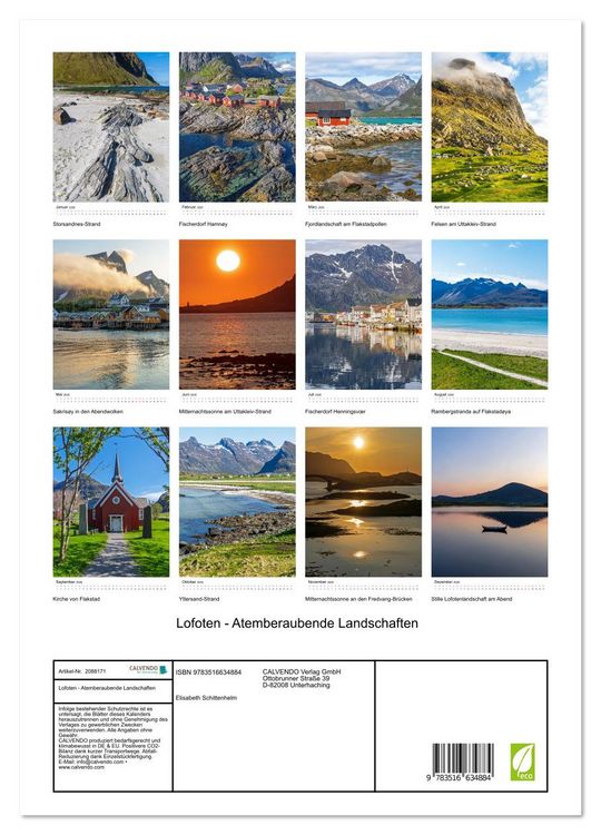 Produktbild: Lofoten - Atemberaubende Landschaften (Wandkalender 2026 DIN A3 hoch), CALVENDO Monatskalender