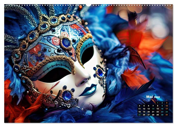 Produktbild: MASKEN - poetisch und vertr&auml;umt (hochwertiger Premium Wandkalender 2026 DIN A2 quer), Kunstdruck in Hochglanz