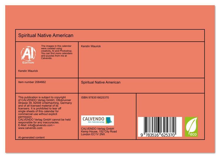 Produktbild: Spiritual Native American (Desk Calendar 2026 DIN A5 landscape), CALVENDO 12 Month DeskCalendar