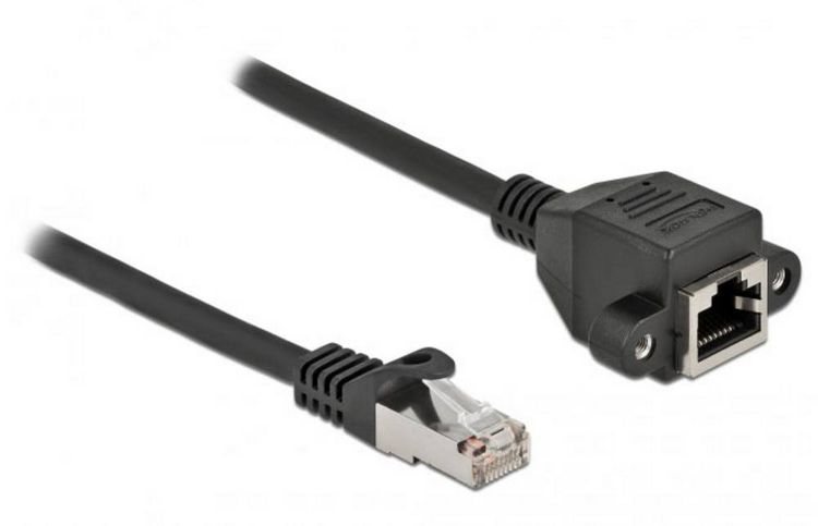 Produktbild: Delock 86998 RJ45 Patchkabel CAT 6a S/FTP 0.25m Schwarz 1St.