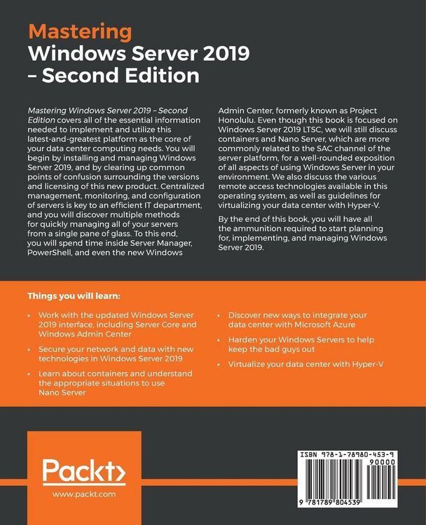 Produktbild: Mastering Windows Server 2019 - Second Edition