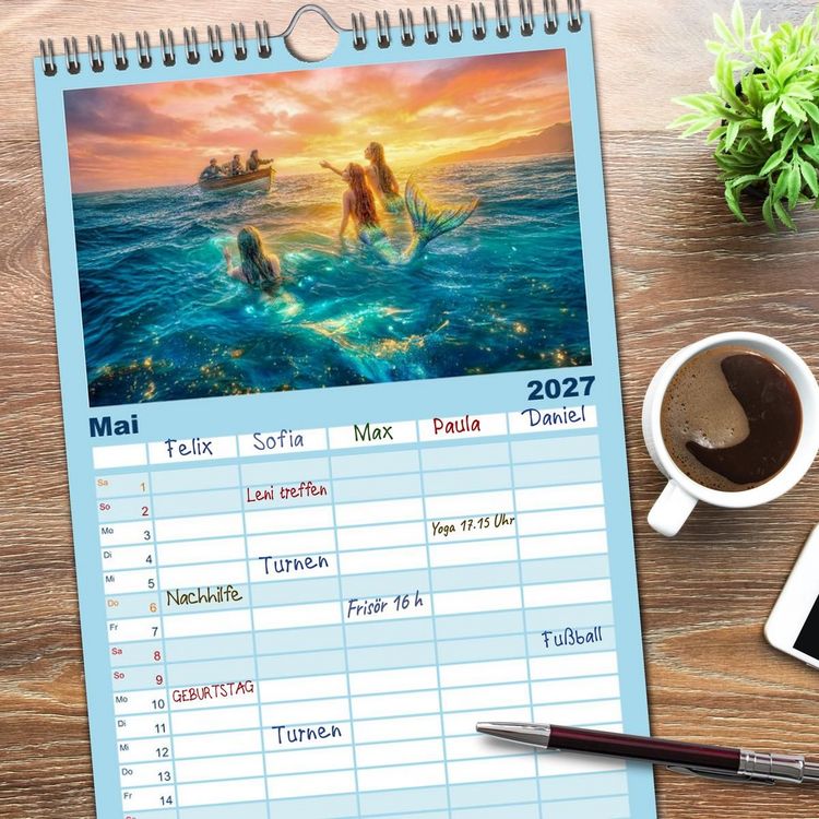 Produktbild: Familienplaner 2027 - Sirenen - die unheimliche Verlockung mit 5 Spalten (Wandkalender, 21 x 45 cm) CALVENDO