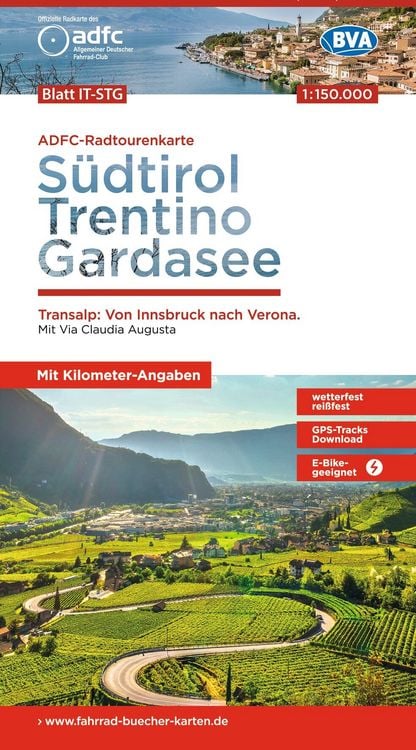 Produktbild: BVA ADFC Radtourenkarte S&uuml;dtirol, Trentino, Gardasee 1:150.000