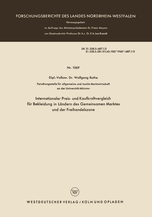 Produktbild: Internationaler Preis- und Kaufkraftvergleich f&uuml;r Bekleidung in L&auml;ndern des Gemeinsamen Marktes und der Freihandelszone
