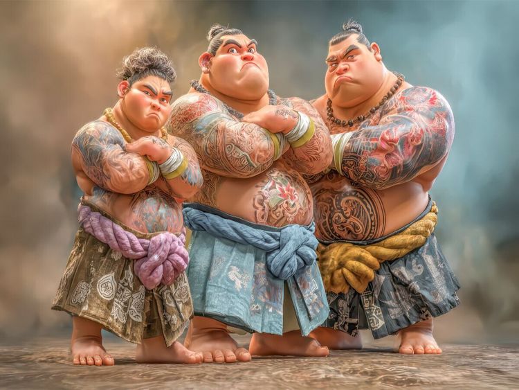 Produktbild: CALVENDO Puzzle Sumoringer Karikaturen | 1000 Teile Lege-Gr&ouml;&szlig;e 64x48cm Foto-Puzzle f&uuml;r gl&uuml;ckliche Stunden