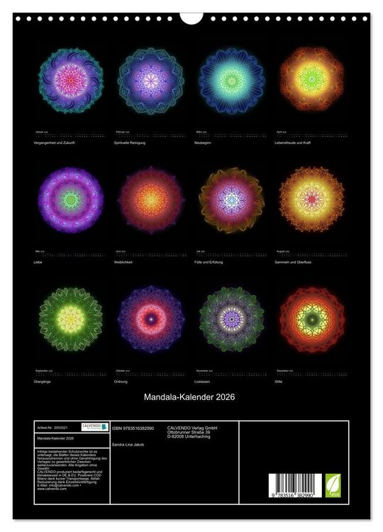 Produktbild: Mandala-Kalender 2026 (Wandkalender 2026 DIN A3 hoch), CALVENDO Monatskalender