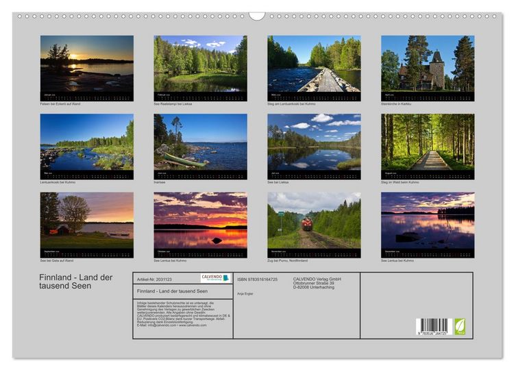 Produktbild: Finnland - Land der tausend Seen (Wandkalender 2026 DIN A2 quer), CALVENDO Monatskalender