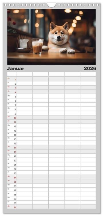 Produktbild: Familienplaner 2026 - Shiba Inu - Stolz und Anmut mit 5 Spalten (Wandkalender, 21 x 45 cm) CALVENDO