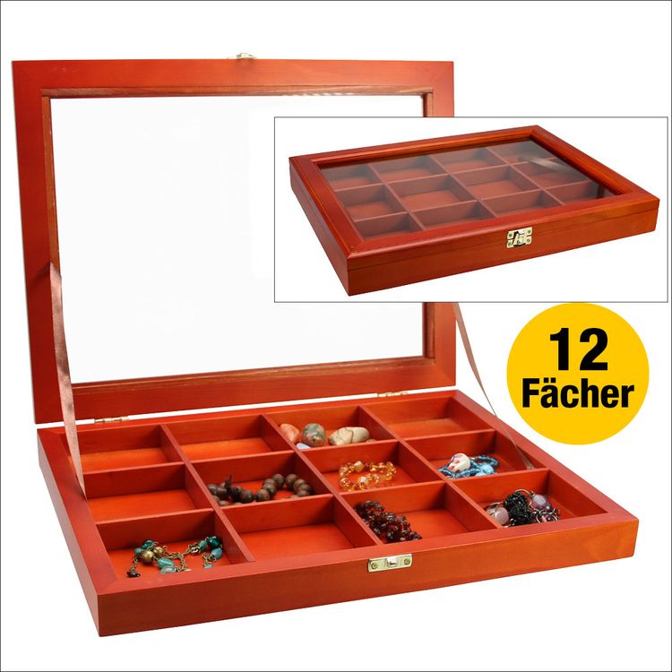 Produktbild: Vitrine aus Holz mit 12 F&auml;chern