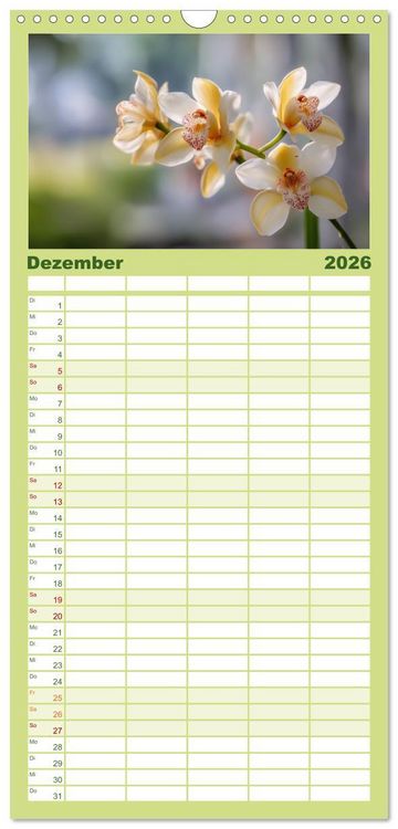 Produktbild: Familienplaner 2026 - Im Schatten der Orchidee mit 5 Spalten (Wandkalender, 21 x 45 cm) CALVENDO