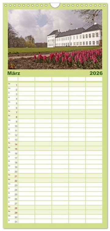 Produktbild: Familienplaner 2026 - Schl&ouml;sser in D&auml;nemark mit 5 Spalten (Wandkalender, 21 x 45 cm) CALVENDO