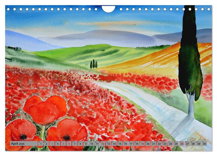 Produktbild: Toskana Aquarelle (Wandkalender 2026 DIN A4 quer), CALVENDO Monatskalender