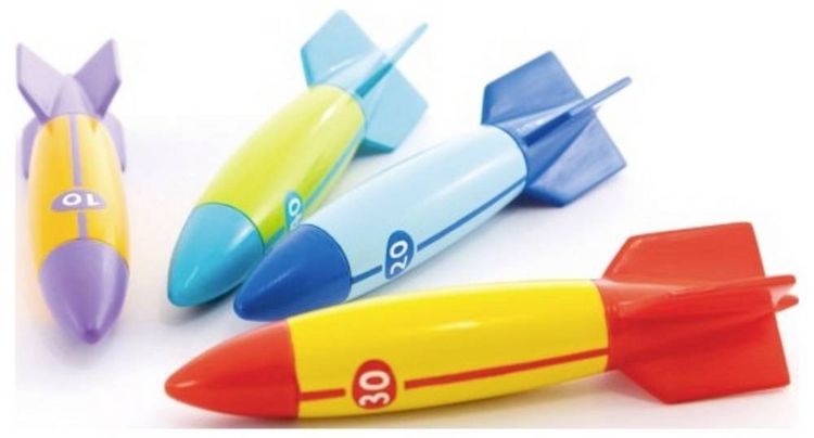 Produktbild: Intex Unterwasser Torpedos Spielzeug, Tauchspiel f&uuml;r Kinder, Dive Toys mit Punktwerten, Buntes Wasserspiel f&uuml;r Pool & Schwimmbad