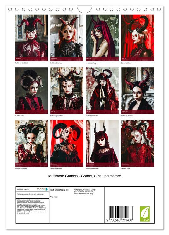 Produktbild: Teuflische Gothics - Gothic, Girls und H&ouml;rner (Wandkalender 2026 DIN A4 hoch), CALVENDO Monatskalender