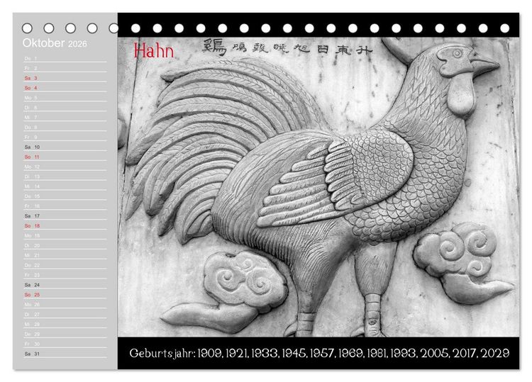 Produktbild: Das Chinesische Horoskop / Geburtstagskalender (Tischkalender 2026 DIN A5 quer), CALVENDO Monatskalender