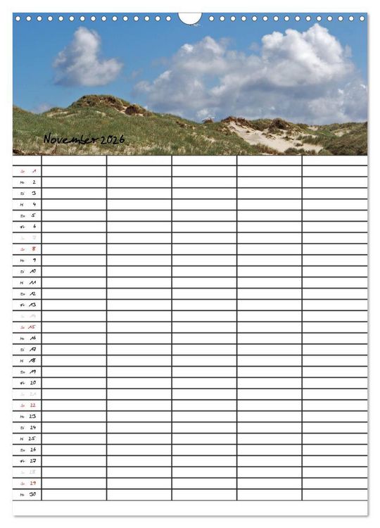 Produktbild: Urlaubsparadies Amrum / Familienplaner (Wandkalender 2026 DIN A3 hoch), CALVENDO Monatskalender