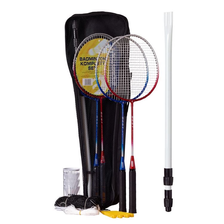 Produktbild: Badminton Set komplett mit 4 Schl&auml;gern Ball Netz 8 Teile
