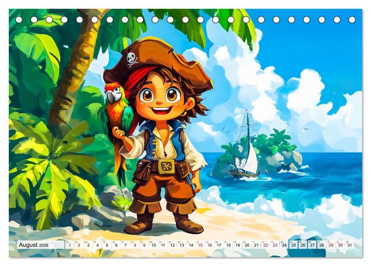 Produktbild: Piraten-Abenteuer - Die Reise zum verborgenen Schatz (Tischkalender 2026 DIN A5 quer), CALVENDO Monatskalender