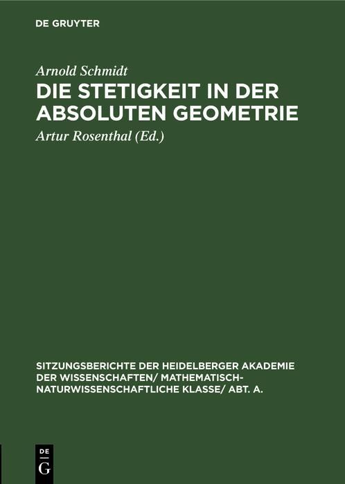 Produktbild: Die Stetigkeit in der absoluten Geometrie
