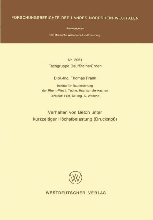 Produktbild: Verhalten von Beton unter kurzzeitiger H&ouml;chstbelastung (Drucksto&szlig;)