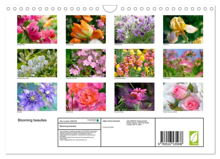 Produktbild: Blooming beauties (Wall Calendar 2026 DIN A4 landscape), CALVENDO 12 Month Wall Calendar