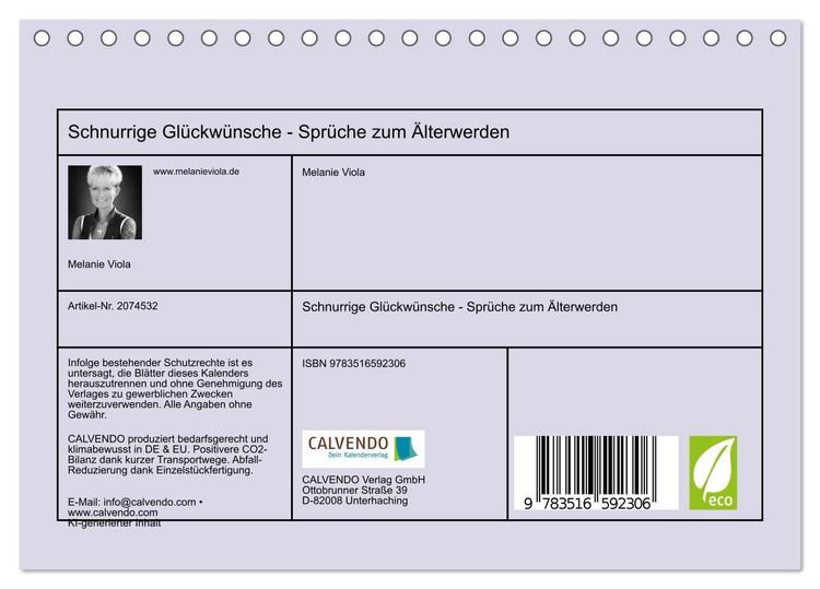 Produktbild: Schnurrige Gl&uuml;ckw&uuml;nsche - Spr&uuml;che zum &Auml;lterwerden (Tischkalender 2026 DIN A5 quer), CALVENDO Monatskalender