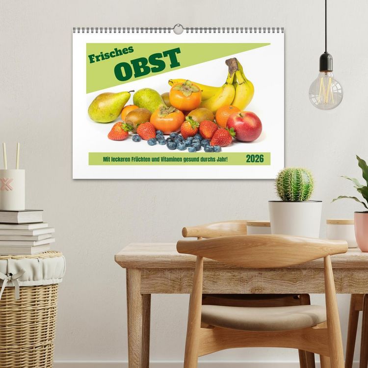 Produktbild: Frisches Obst - Mit leckeren Fr&uuml;chten und Vitaminen gesund durchs Jahr! (Wandkalender 2026 DIN A3 quer), CALVENDO Monatskalender
