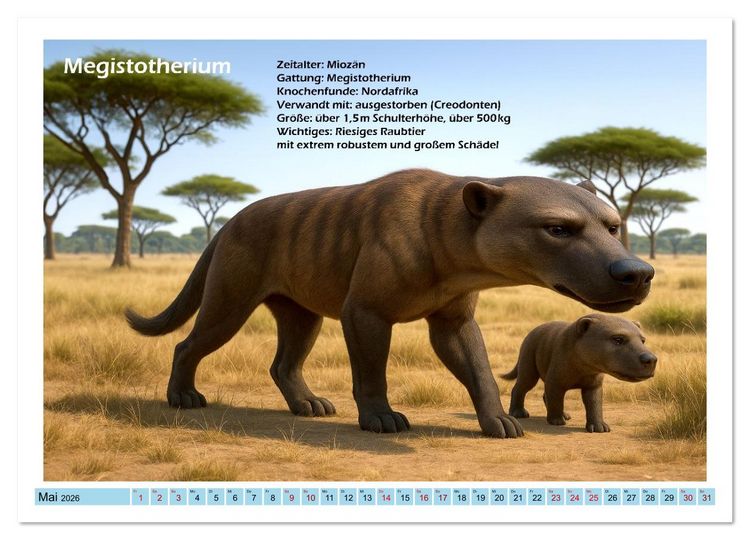 Produktbild: Urige Megafauna pr&auml;historisch und niedlich (Wandkalender 2026 DIN A4 quer), CALVENDO Monatskalender