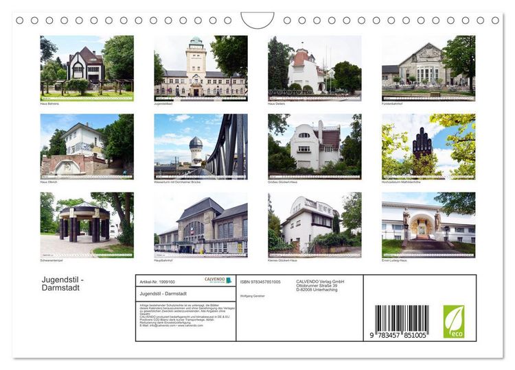 Produktbild: Jugendstil - Darmstadt (Wandkalender 2026 DIN A4 quer), CALVENDO Monatskalender
