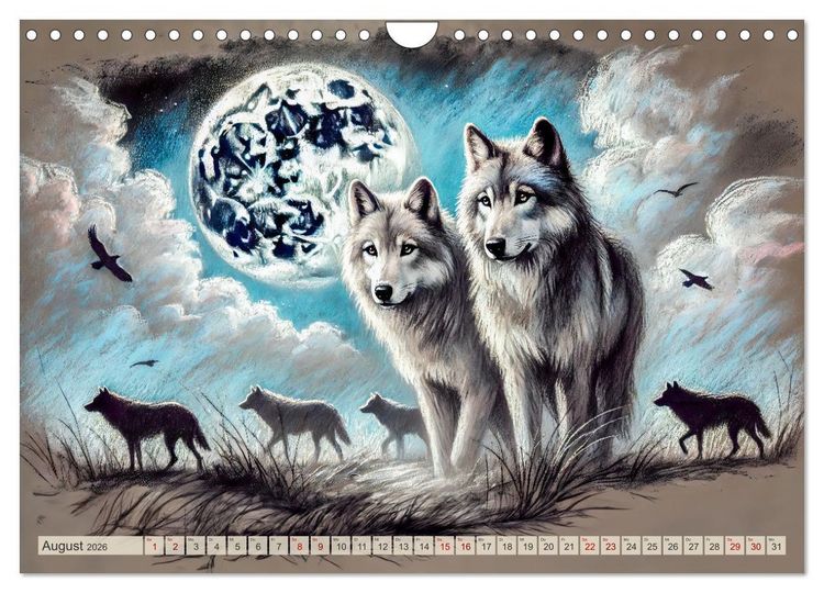 Produktbild: Die Eleganz der W&ouml;lfe - Mythische Begegnungen in der Natur (Wandkalender 2026 DIN A4 quer), CALVENDO Monatskalender