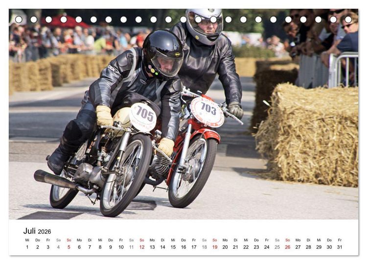Produktbild: Faszination Oldtimer Motorrad - Momentaufnahmen von Hamburger Stadtparkrennen (Tischkalender 2026 DIN A5 quer), CALVENDO Monatskalender