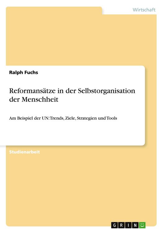 Produktbild: Reformans&auml;tze in der Selbstorganisation der Menschheit