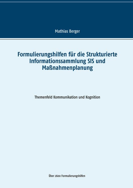 Produktbild: Formulierungshilfen f&uuml;r die Strukturierte Informationssammlung SIS und Ma&szlig;nahmenplanung