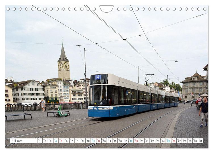 Produktbild: Die Z&uuml;rcher Tram (Wandkalender 2026 DIN A4 quer), CALVENDO Monatskalender