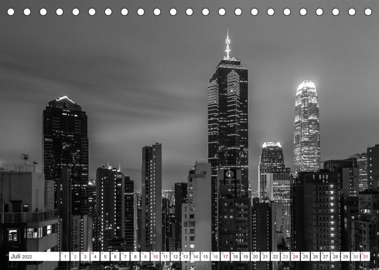 Produktbild: Hongkong - Die Metropole am s&uuml;dchinesischen Meer in Schwarzwei&szlig; (Tischkalender 2022 DIN A5 quer)