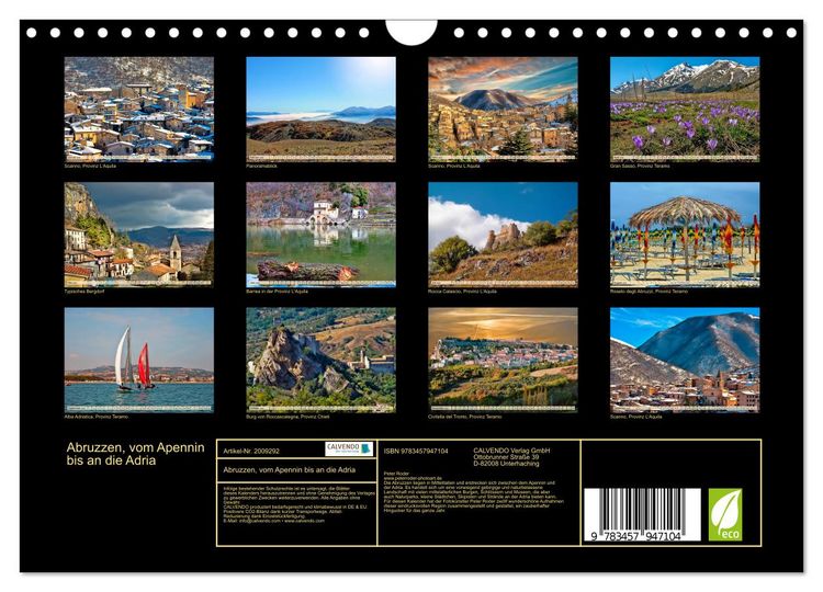 Produktbild: Abruzzen, vom Apennin bis an die Adria (Wandkalender 2026 DIN A4 quer), CALVENDO Monatskalender