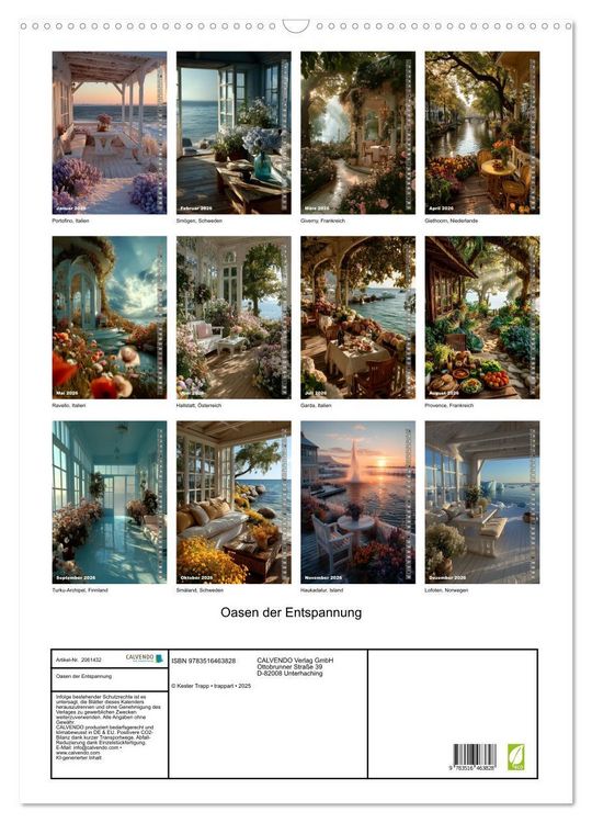 Produktbild: Oasen der Entspannung (Wandkalender 2026 DIN A2 hoch), CALVENDO Monatskalender
