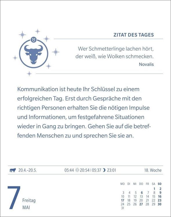 Produktbild: Stier Sternzeichenkalender 2027 - Tagesabrei&szlig;kalender - Ihr Horoskop f&uuml;r jeden Tag