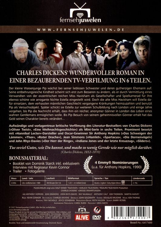 Produktbild: Charles Dickens' Gro&szlig;e Erwartungen (Great Expectations) - Der 6-Teiler mit Anthony Hopkins [3 DVDs]