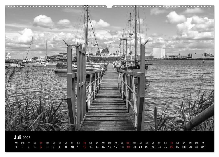 Produktbild: Bremerhaven - Blickpunkte Schwarzwei&szlig; (Wandkalender 2026 DIN A2 quer), CALVENDO Monatskalender