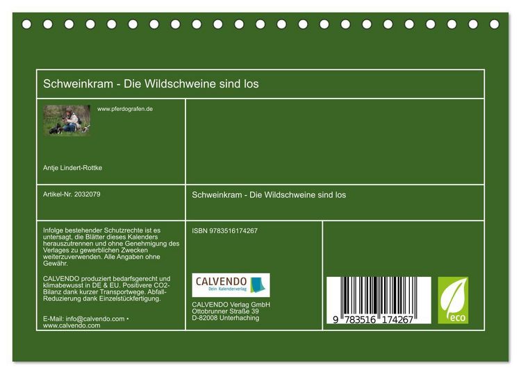 Produktbild: Schweinkram - Die Wildschweine sind los (Tischkalender 2026 DIN A5 quer), CALVENDO Monatskalender