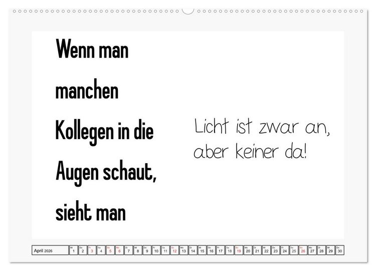 Produktbild: Typo-Kalender f&uuml;r das B&uuml;ro. Sarkasmus und fiese Spr&uuml;che (Wandkalender 2026 DIN A2 quer), CALVENDO Monatskalender