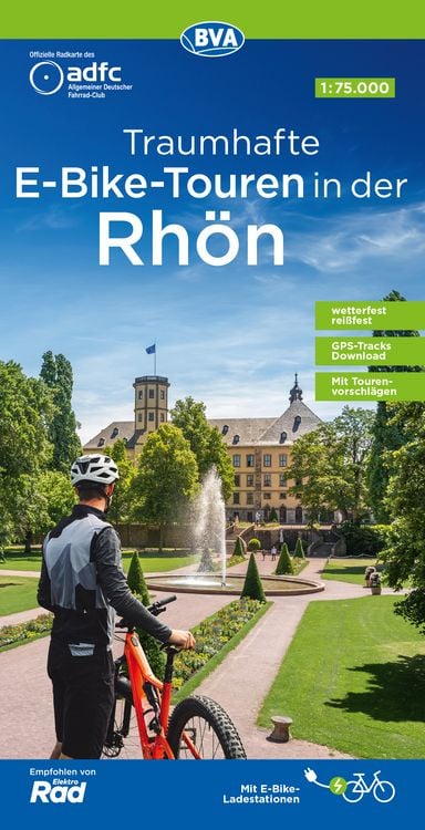 Produktbild: ADFC-Regionalkarte Traumhafte E-Bike-Touren in der Rhön, 1:75.000, mit Tagestourenvorschlägen, reiß- und wetterfest, GPS-Tracks-Download