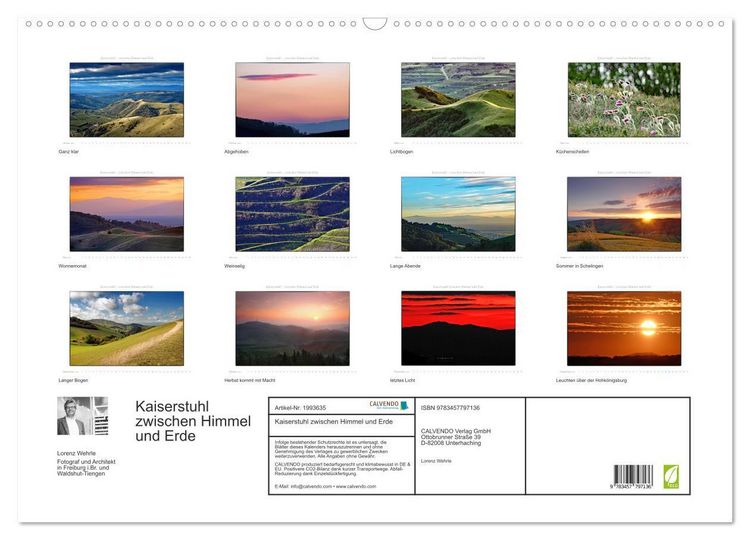 Produktbild: Kaiserstuhl zwischen Himmel und Erde (Wandkalender 2026 DIN A2 quer), CALVENDO Monatskalender